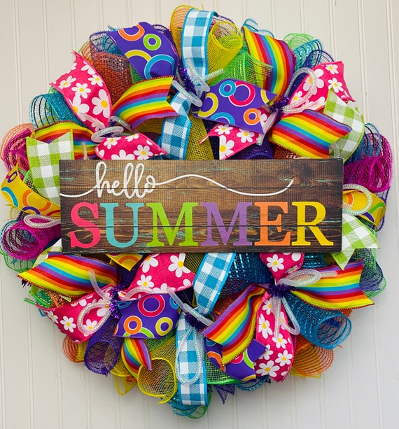 Summer Wreath Summer Decor Colorful Summer Wreath Colorful Etsy