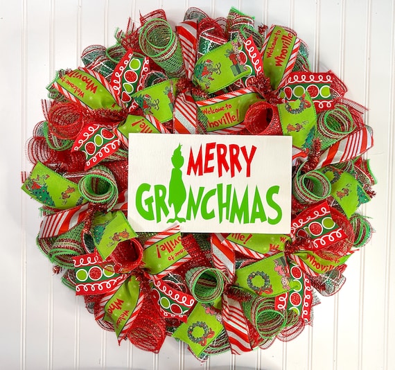 2022white × green christmas wreathe① Christmas Wreaths for Front Door, Red Lime Green White : C1