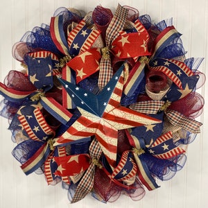 Rustic patriotic wreaths for front door, Memorial Day wreath, farmhouse wreath, summer wreath, American a wreath, 4th of July wreath