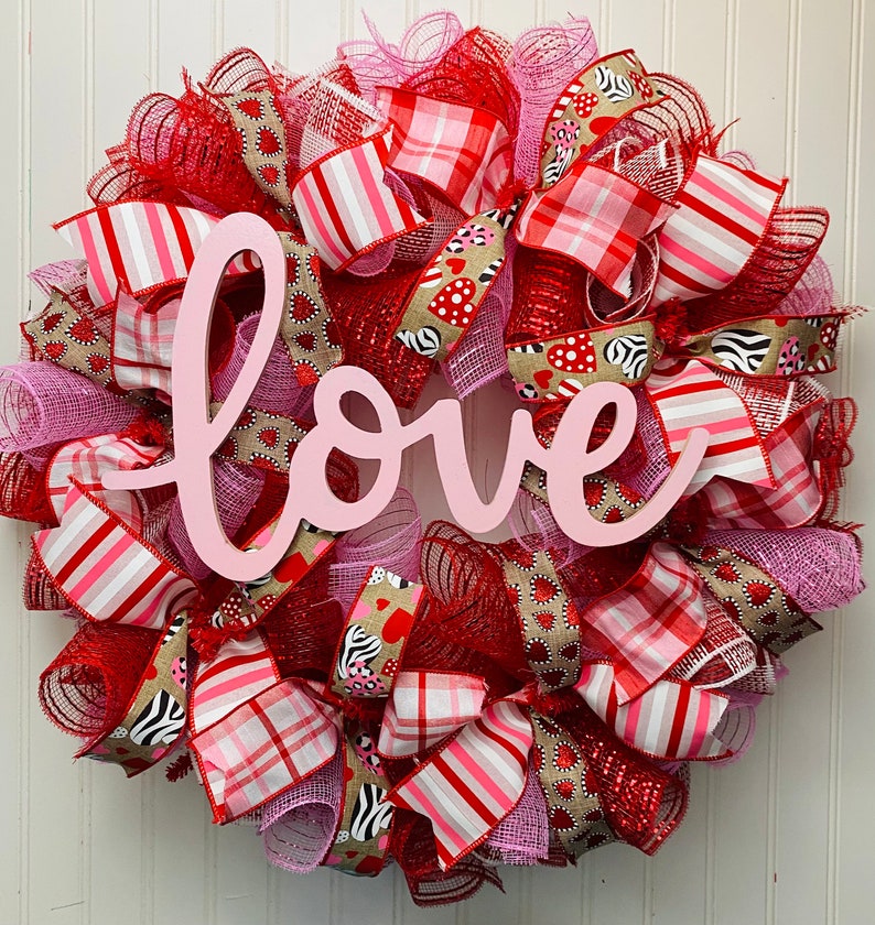 Valentine Wreath Valentine Wreaths Valentines Day Wreath Etsy