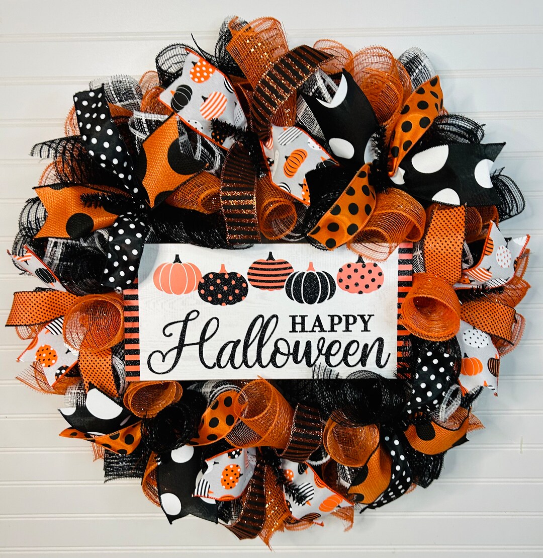 Happy Halloween Wreath, Halloween Wreath for Front Door. Door Wreath ...