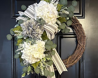 Wreaths for front door Year Round,  Everyday Wreaths, Hydrangea Wreath, wreath for all seasons,  Decor, Gift, Home Decor, farmhouse wreaths