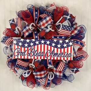 Patriotic wreath, patriotic wreaths, mesh patriotic wreath, Memorial Day decor, 4th of July wreath, summer wreath for front door