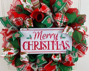 Christmas front door wreath, red and green wreath for Christmas, wreaths, wreath, Christmas green and red wreath, Christmas decor