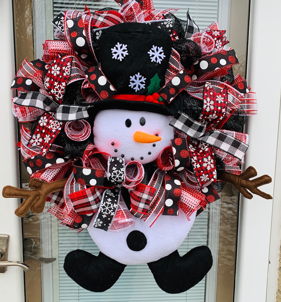 Corona de muñeco de nieve, corona de Navidad, corona de invierno, corona de  cuadros de búfalo, decoración de puerta de muñeco de nieve, corona de  puerta de muñeco de nieve, corona de, image size:1080x1160