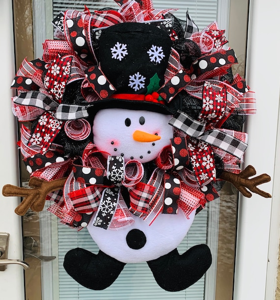 Snowman Wreath, Christmas Wreath, Winter Wreath, Buffalo