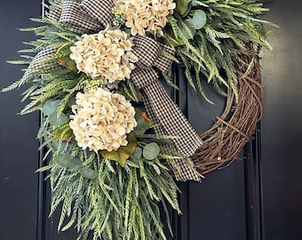Hydrangea Wreath: Year Round Farmhouse Front Door Decor