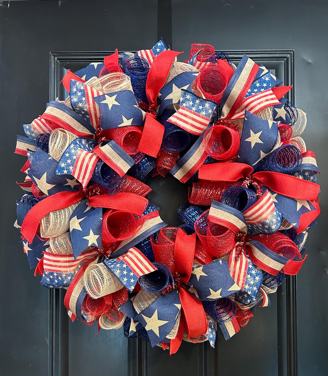 Patriotic Wreath, 4th of July Wreath, Red White and Blue Wreath ...