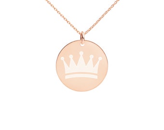Collier de disque en argent gravé