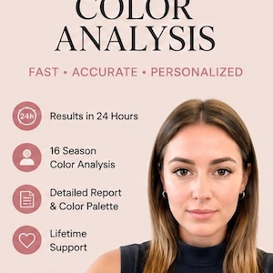 May include: An advertisement for a certified colour analysis service. The text states "CERTIFIED COLOUR ANALYSIS" with supporting text: "FAST • ACCURATE • PERSONALIZED." Additional details include "Results in 24 Hours," "16 Season Colour Analysis," and "Detailed Report & Colour Palette."