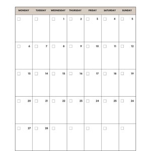 Blank Yearly Calendar Monthly Calendar Printable Editable - Etsy