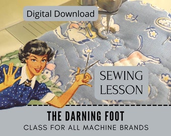 Accesorio para prensatelas para zurcir, aprender a coser, lección de costura y libro electrónico, vídeo tutorial, pieza de máquina, bordado punteado y acolchado, reparación