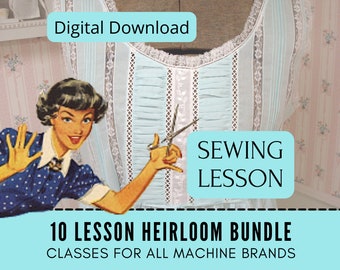 Costura Heirloom Aprende A Coser 10 Lecciones Y Libros Electrónicos, Videos Tutoriales, Confección Coser Ropa, Lencería Camisones Blusa Camisolas Bautizo