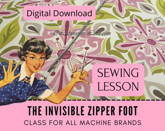 Lección de costura para principiantes, Cremallera invisible, Aprender a coser, Tutorial de confección, Vídeo para coser ropa, Noción YKK, Accesorio de pie para máquina