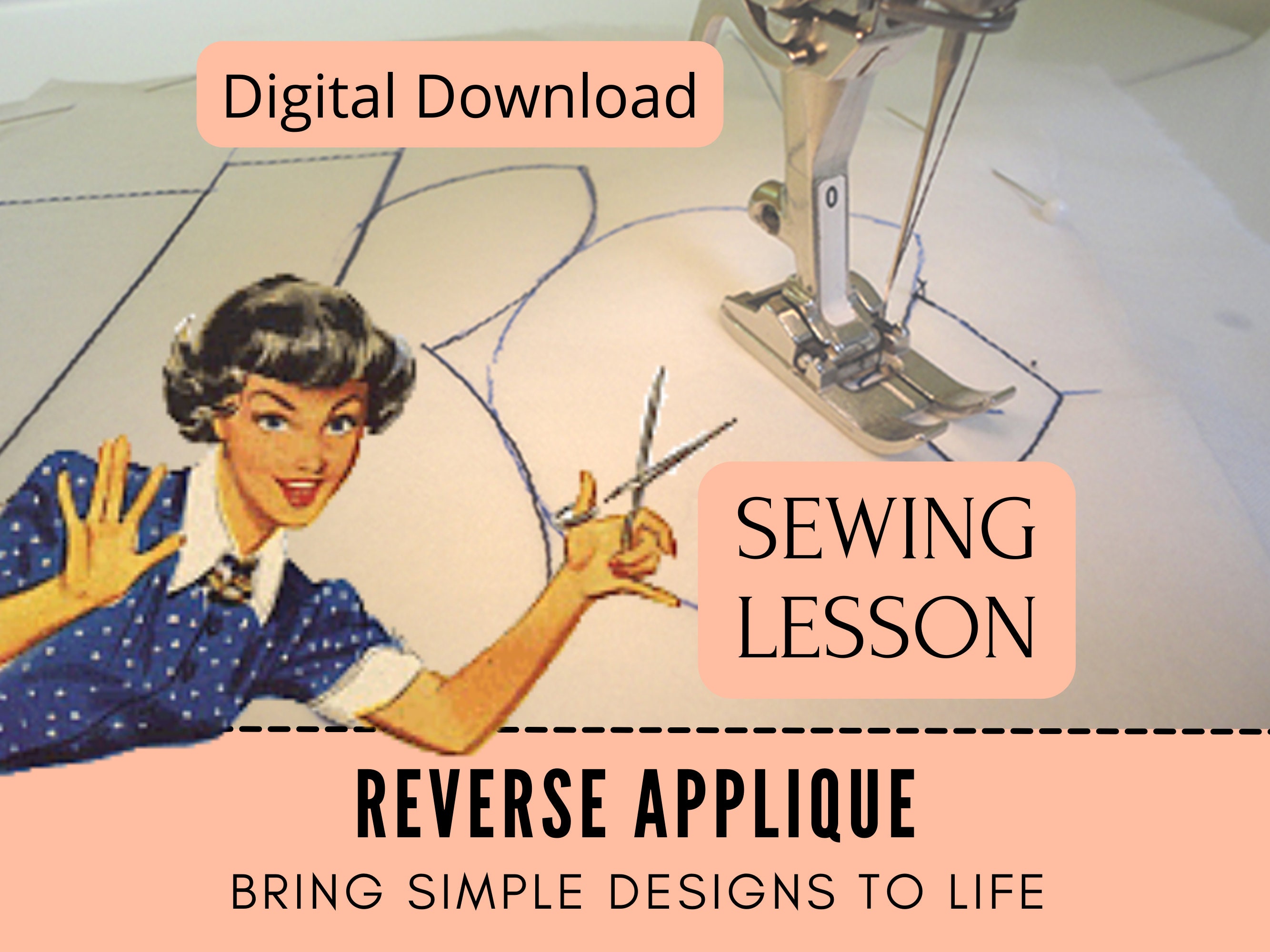 Learn to Sew, Open Toe Applique Foot, Sewing Machine Part, Reverse