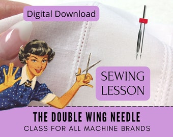 Lección de costura para principiantes, aguja de doble ala, aprender a coser, tutorial de confección, vídeo y libro electrónico, costura tradicional, noción de máquina, plato principal