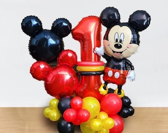 Mickey/ Minnie Mouse Birthday Balloon Bouquet- Number Balloon- Party Decoration- DIY 32 pc Set.
