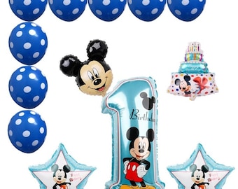 Mickey Mouse Baby Boys 1st Birthday Balloon Set - Party Decorations - Birthday Balloons - Number 1