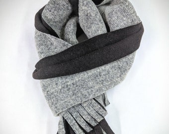 Bufanda gruesa de lana virgen, unisex, lujosa bufanda de fieltro de lana de punto suave de doble cara en color camello/marrón, es cálida y elegante y moderna.