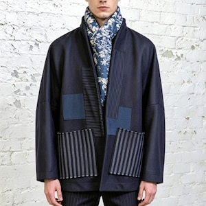 Patchwork Wool Jacket, Unisex British Wool Blazer, Artistic Casual Smart Wear