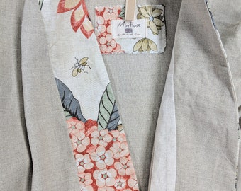 Linen Kimono Haori Style jacket, Beige/Stone blazer, med/heavy European Linen, Woman's blazer, Minimalist cover-up, Linen Jacket