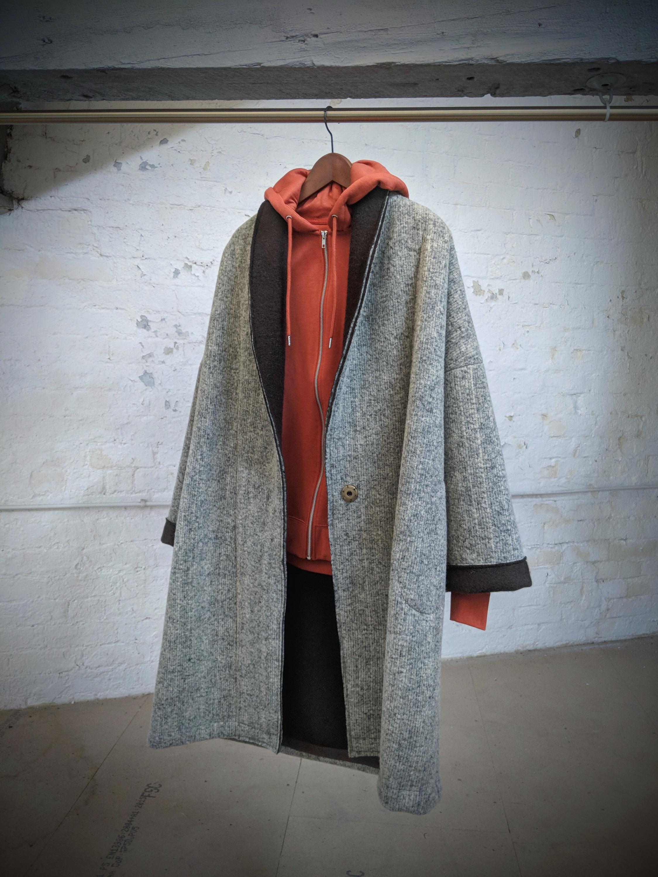 Schurwolle Minimalist Unisex Mantel, Camel Strickfilz Wintermantel, leichte luxuriöse italienische weiche warme gemütliche Strickjacke mit Taschen
