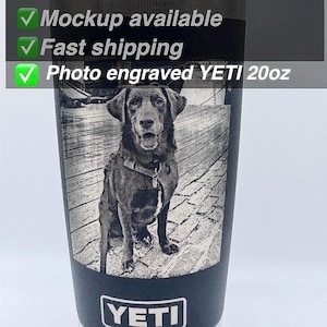 Custom Photo Engraved YETI 20oz Tumbler, Personalized Pet Memorial Cup (Laser Engraved)