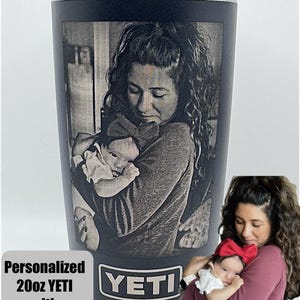 Personalized YETI 20oz Tumbler: Laser Engraved Photo Gift wedding birthday holiday