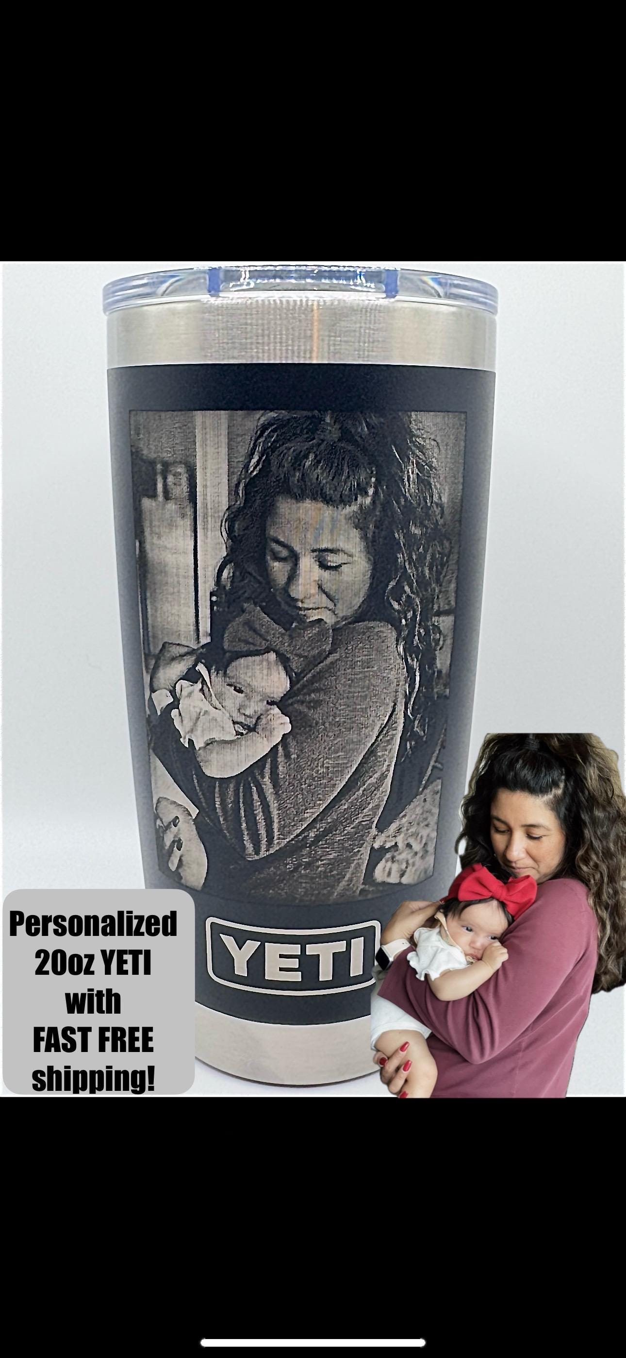 Personalized YETI 20oz Tumbler: Laser Engraved Photo Gift wedding birthday holiday