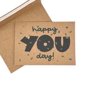 Geburtstagskarte mit Umschlag 13x18 | Happy YOU Day Geburtstagskarte (v1) | Umweltfreundliche Kraft Cover Stock | Vollfarbdruck
