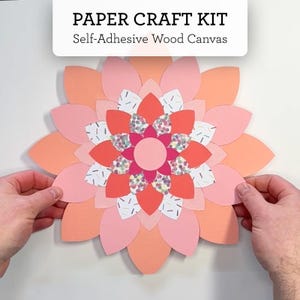 DIY Paper Flower Art Kit: Pink Sprinkle | 12x12&quot; Craft Set | Pre-cut, Color-coded Paper Pieces | Self-Adhesive Wooden Base | Wall/Mantel Art