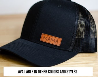 Minimalist Mama Hat/Leather Patch Hat/Mom Hat/Mothers Day/Gift/Richardson Trucker Hat/Laser Engraved/Veteran Owned