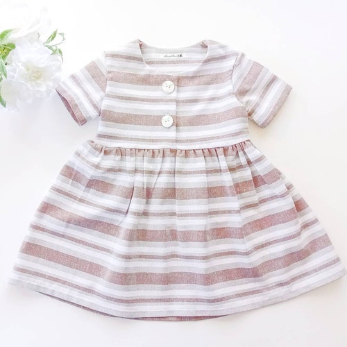 Simply Linen Baby Dress Mustard Girl Dress First Birthday Etsy