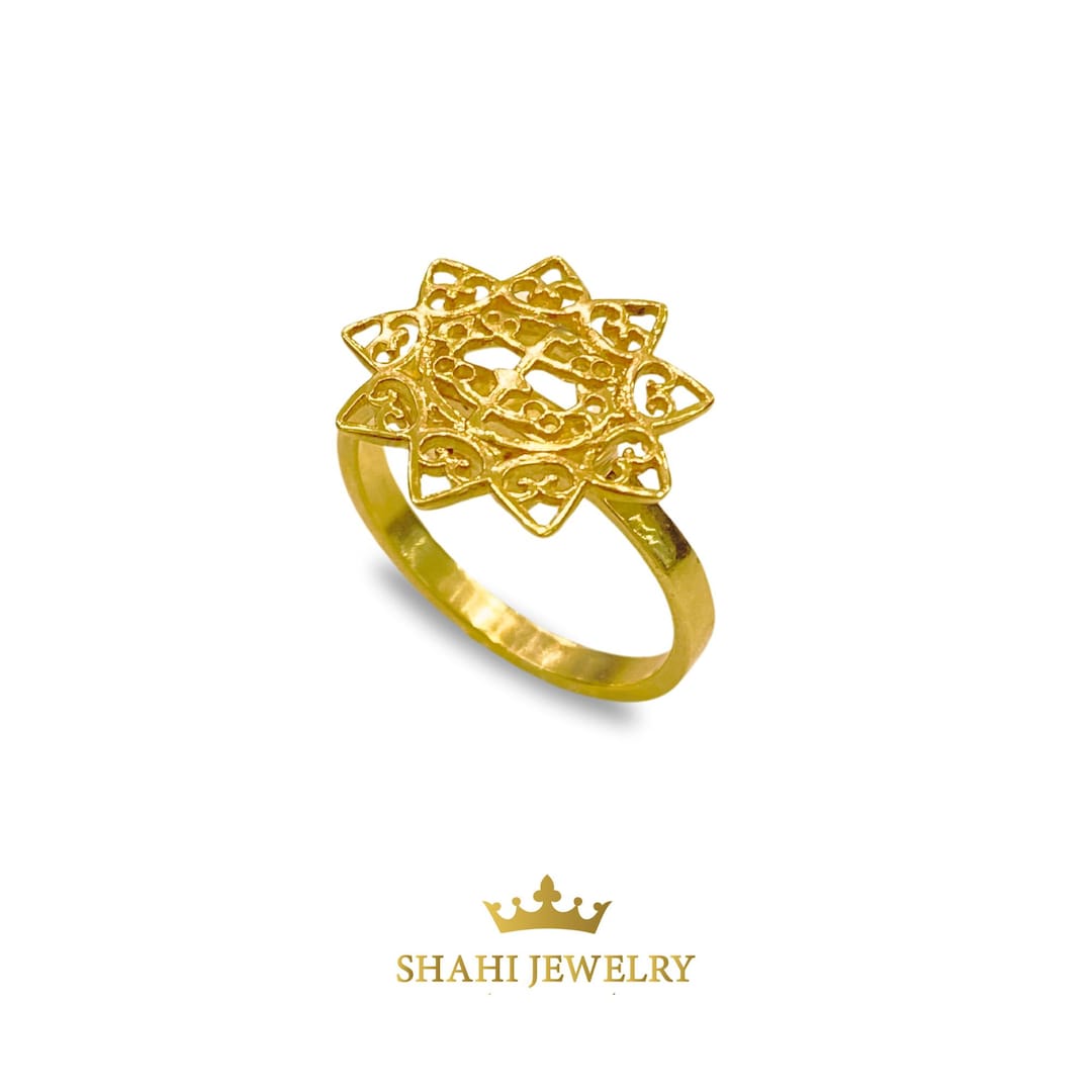 18K Gold Baha’i Ringstone & Greatest Name Nine Star Ring | USA Made - Etsy