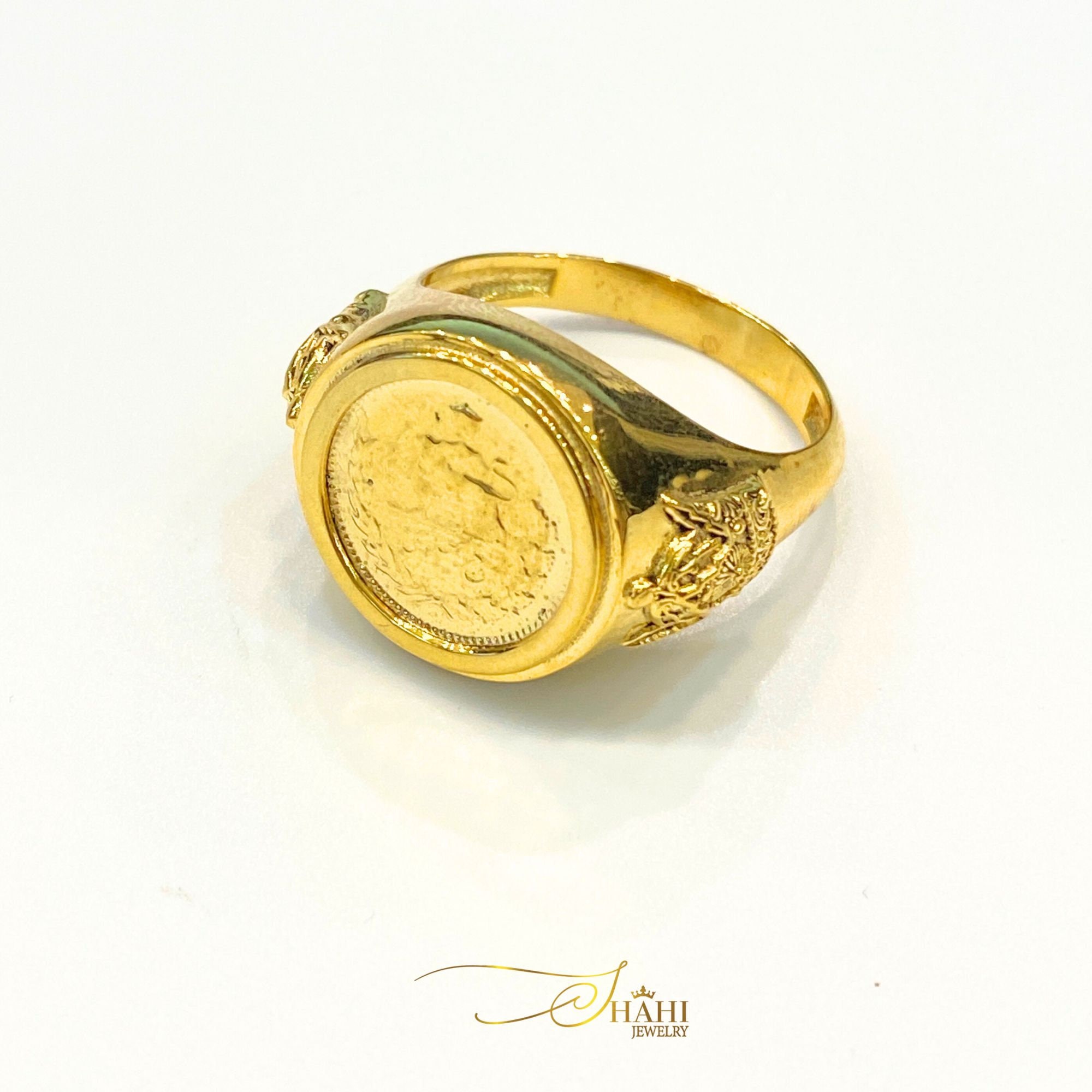 Pahlavi Coin Statement Ring, Unisex Ring, 925 Silver Gold