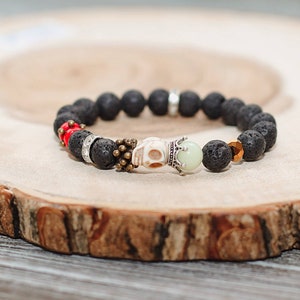 Unisex Lava Bead 8 mm Bracelet-Natural Lava Stone Healing Therapy Bracelet-Inner Peace Balance Meditation Bracelet