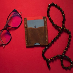 Cuero hecho a mano Unisex Wallet Card Holder Rustic Brown