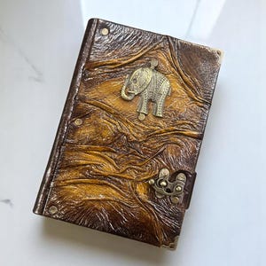 Leather Journal Genuine Leather Handcrafted Journal Elephant / Diary / Leather Notepad / Brown