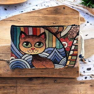 Authentische Gobelin Katzen Geldbörse