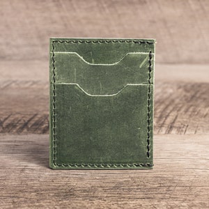 Cartera Tarjetero Unisex Piel Hecha a Mano Verde