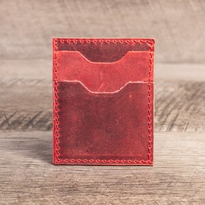 Billetero Tarjetero Unisex en Piel Hecho a Mano Rojo