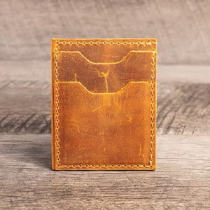 Cartera Tarjetero Unisex Piel Hecha a Mano Marrón Rústico