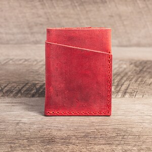 Handgemaakte lederen kaarthouder groothandel portemonnee rood