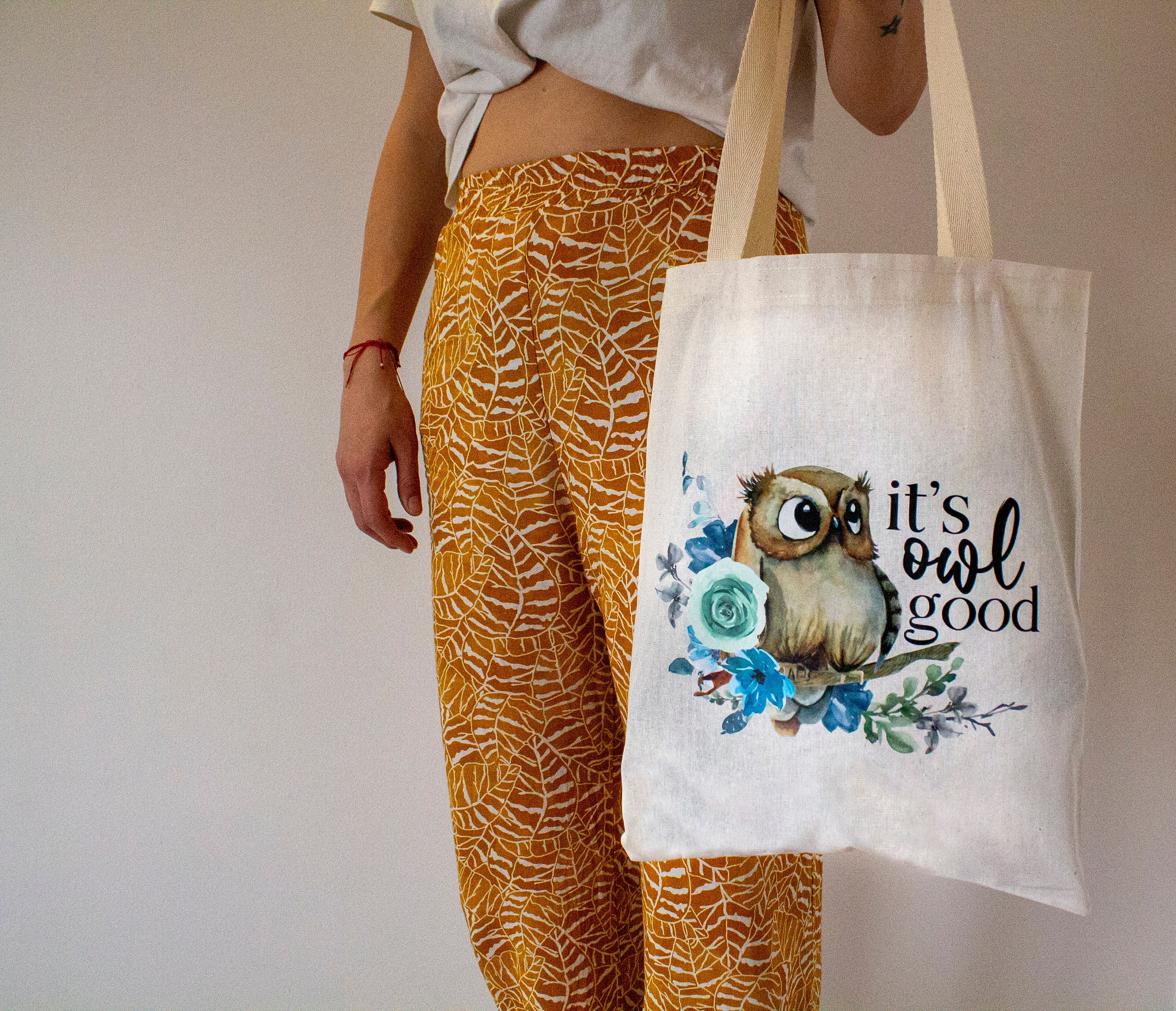 Owl Tote Bag, Natural Organic Cotton Tote Bag, Shoulder Bag, Eco-Friendly Bag, Lightweight Tote Bag