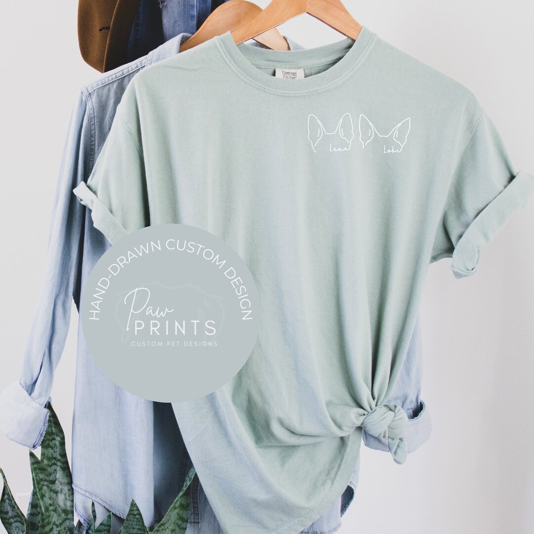 Dog Ears Custom Handdrawn Comfort Color Tshirt, Dog Shirt, Custom Dog