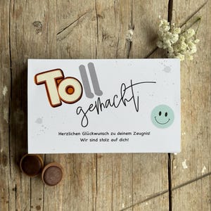 Druckvorlage PDF Download Toffifee Banderole Zeugnis Toll gemacht WIR sind stolz auf dich Smiley Geschenk Zeugnisgeschenk  Türkis & Altrosa