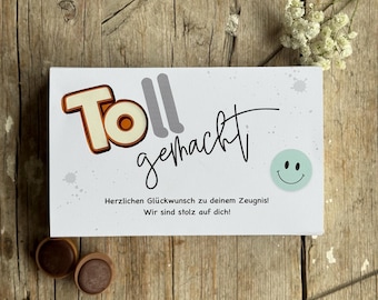 Print template PDF Download Toffifee banderole certificate Well done WE are proud of you Smiley gift Certificate gift Turquoise & Old Pink