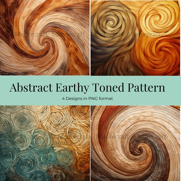 Abstract Earth Tone Digital paper pattern, Printable scrapbook paper, instant Download. Earthy toned swirl pattern.