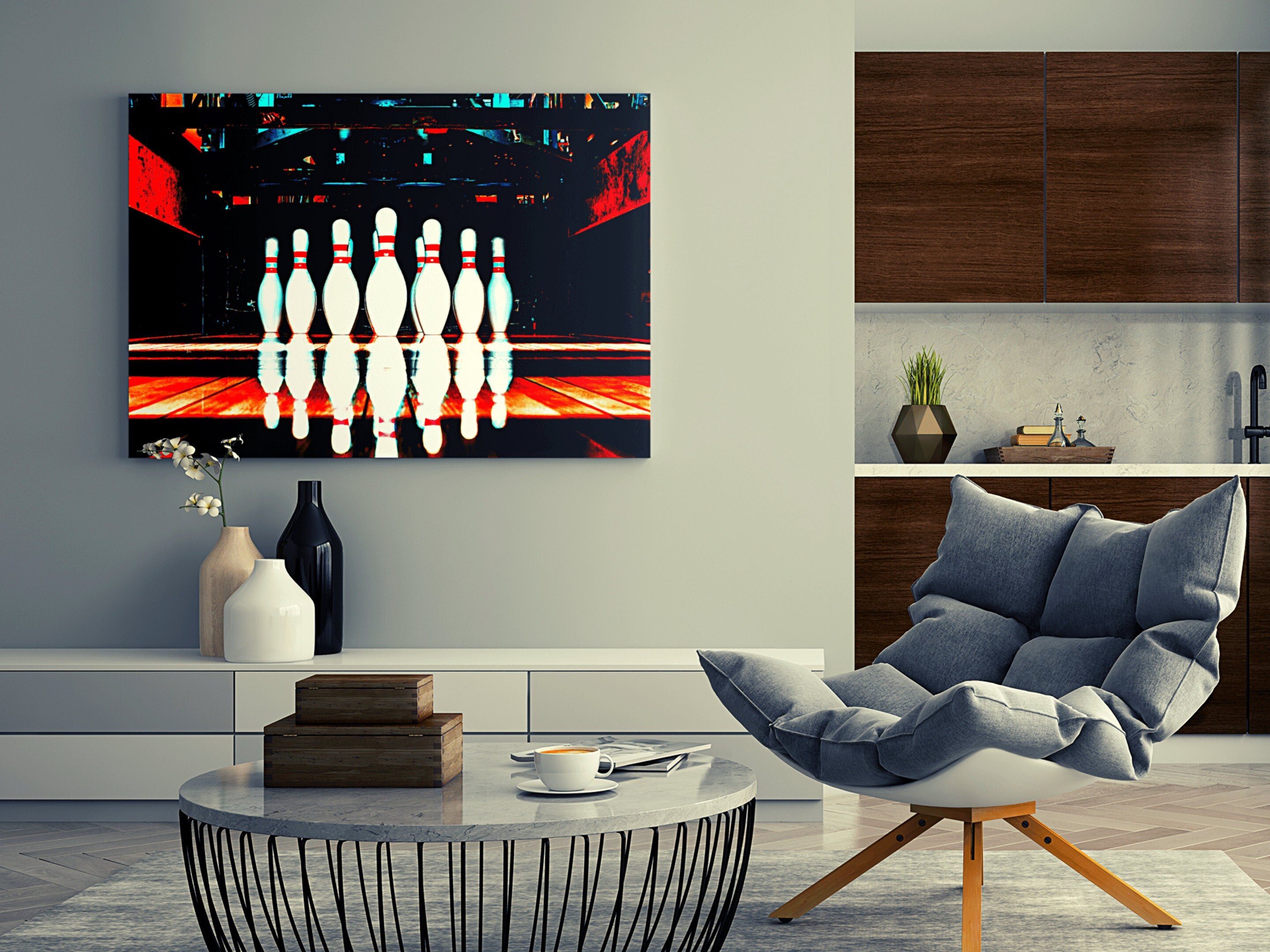 Tableau Bowling, Quilles, Sports, Impression sur Toile Art Mural Toile, de Bowl, Quille Bowling