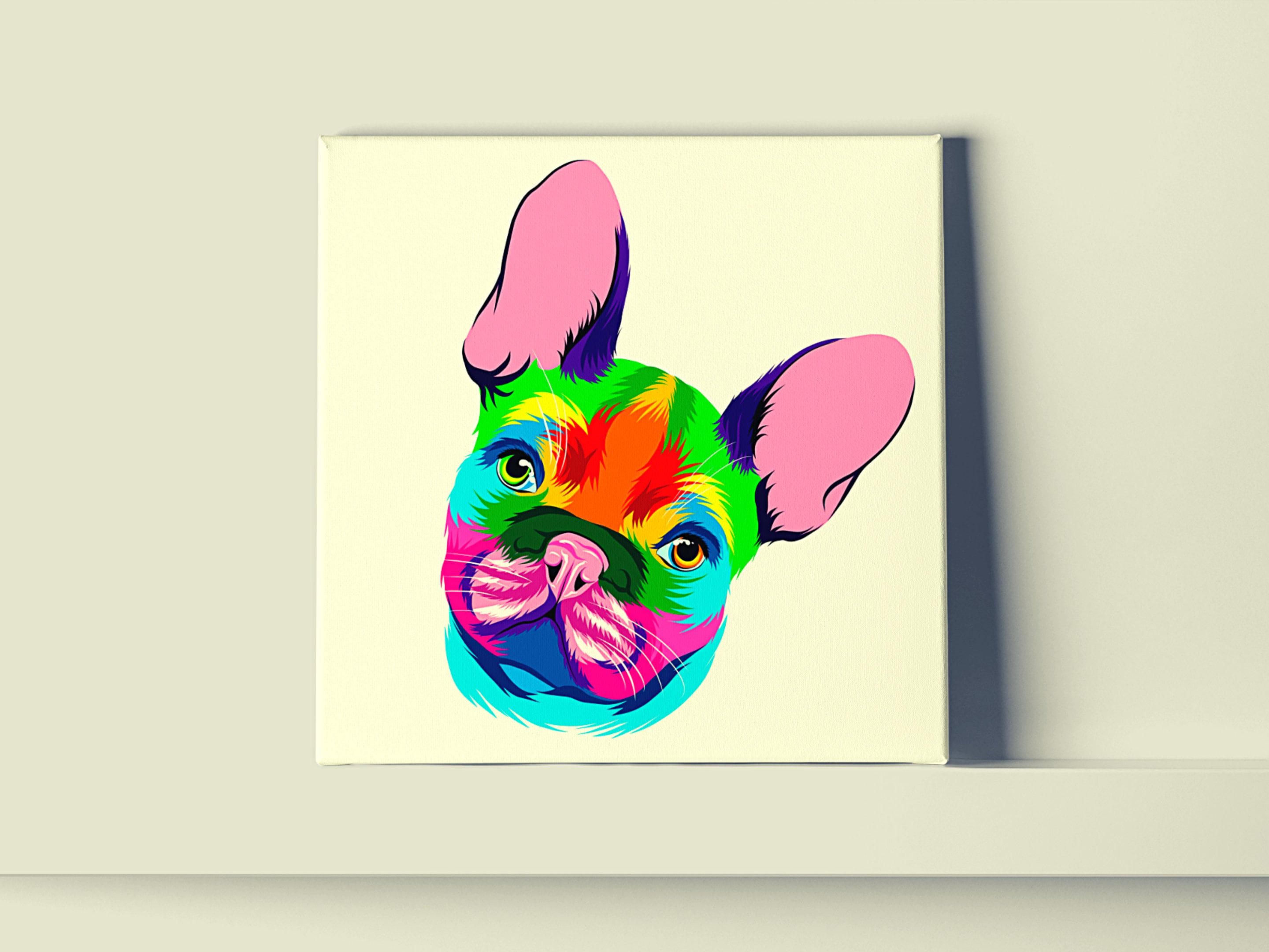 Tableau Bouledogue Français, Pop Art, Frenchie, Chien, Animaux, Impression sur Toile Bouledogue, Art